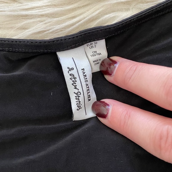 & Other Stories Black Scoop Neck Knot Tie Front Cropped Tank Top Shirt - Picture 8 of 8